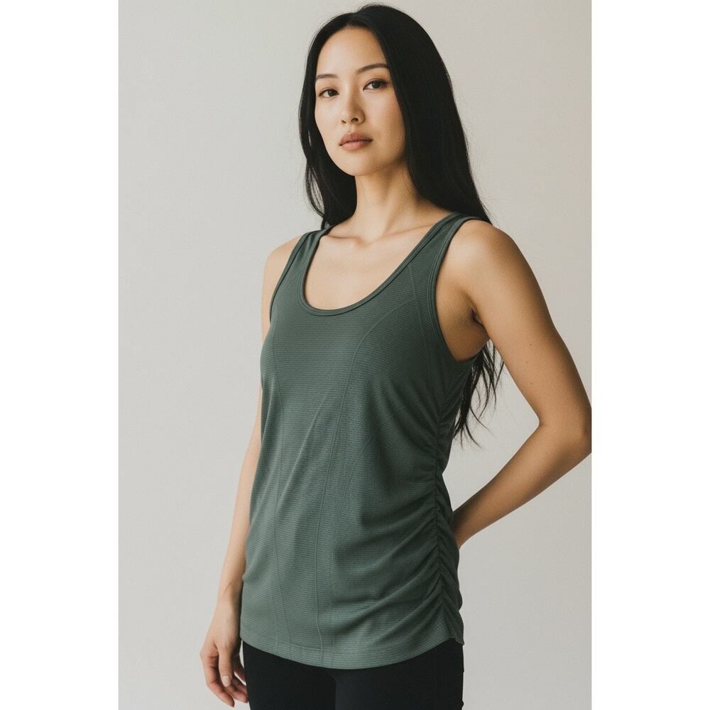 Zella Women's Side Ruched Workout Tank Top Sleeveless Green Size Small NWOT